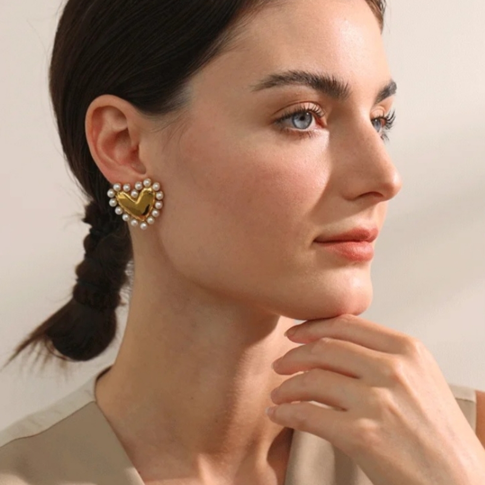 Gold Plated Heart Earrings